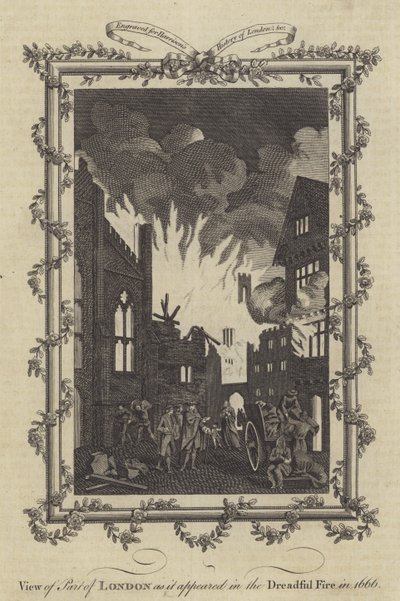 View of Part of London as it appeared in the Dreadful Fire in 1666 by English School